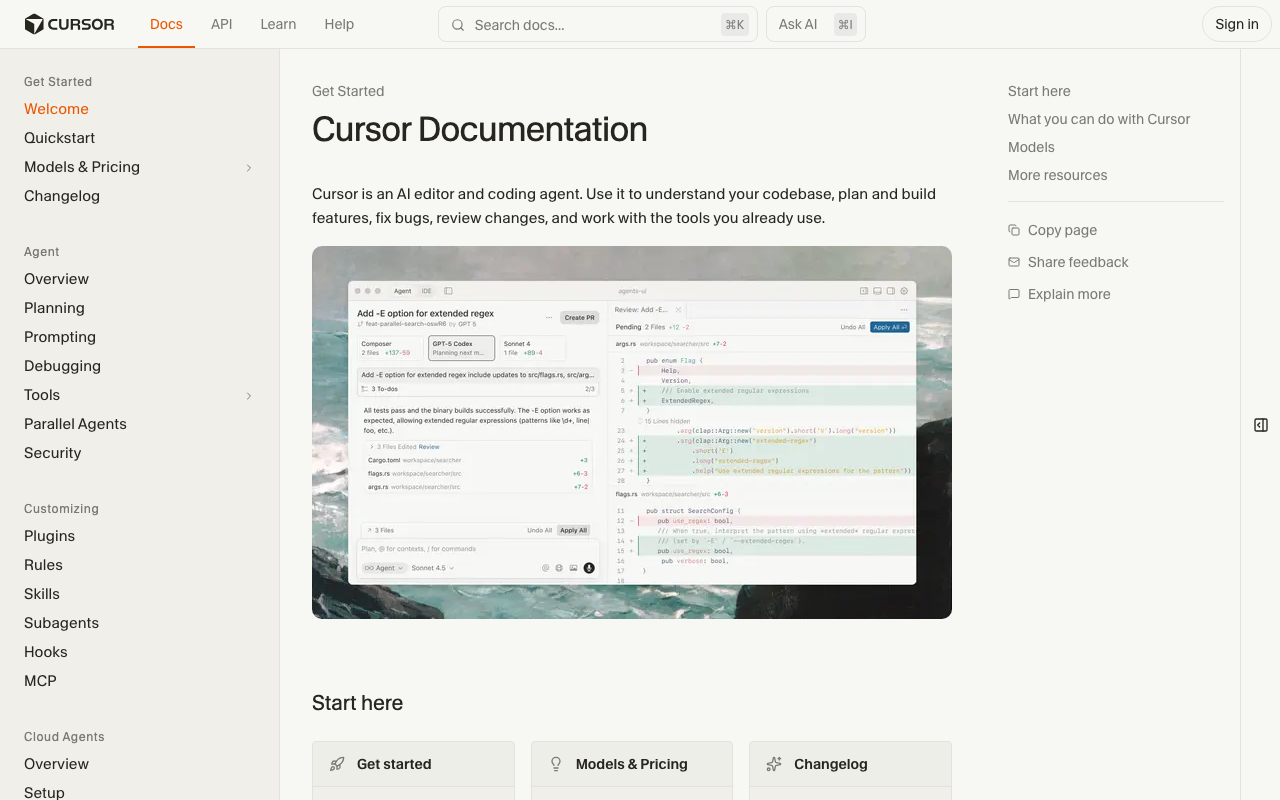 Cursorのドキュメント