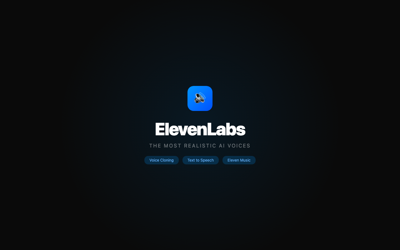 ElevenLabsの公式サイト トップページ
