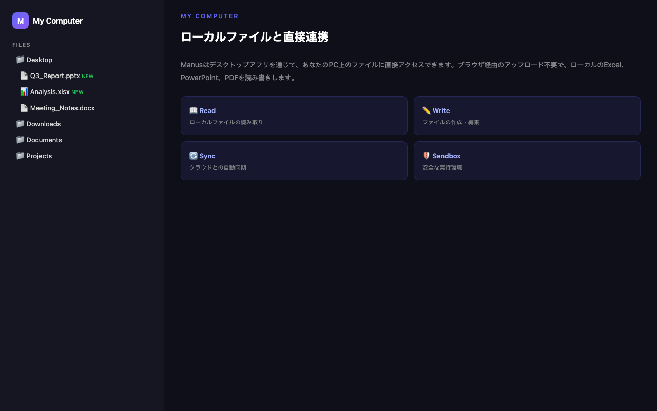 My Computer機能でローカルファイルにアクセスしている画面